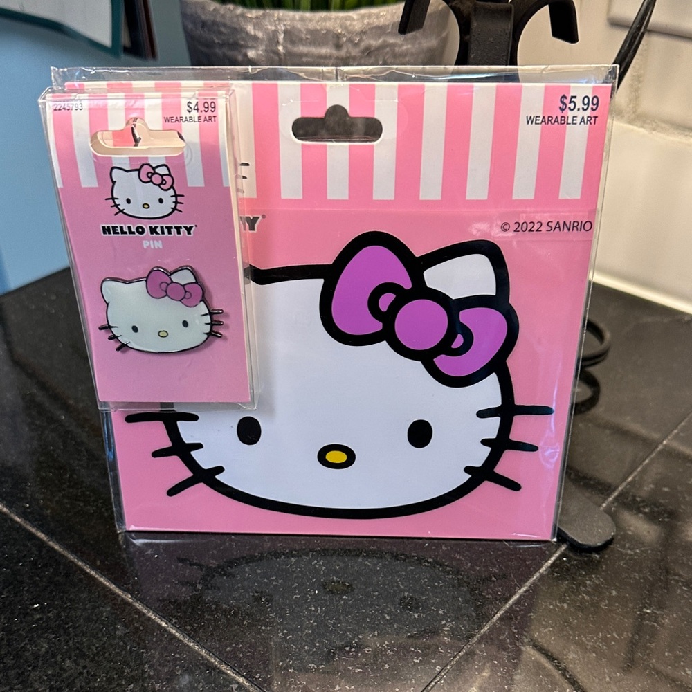 Hello Kitty Pink and White Pin and wearable art